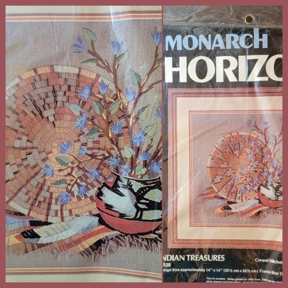 Indian Treasures Vintage Crewel Stitchery Kit Monarch Horizons CR28 Indigenous - Picture 1 of 9